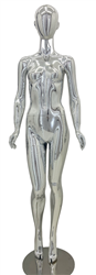 Female Egghead or Headless Mannequin Silver Chrome - Pose 3