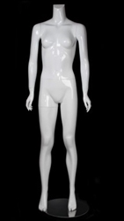 Female Mannequin Glossy White Headless Changeable Heads