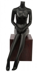 Female Seated Mannequin Matte Black Headless Changeable Heads
