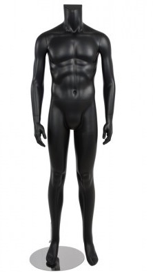 Male Mannequin Black Headless Changeable Heads