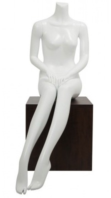 Female Seated Mannequin Matte White Headless Changeable Heads