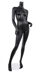 Female Mannequin Matte Black Headless Changeable Heads - Hip Out