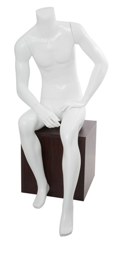 Matte White Sitting Headless Male Mannequin