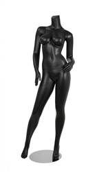 Female Brazilian Body Mannequin Matte Black Headless Changeable Heads