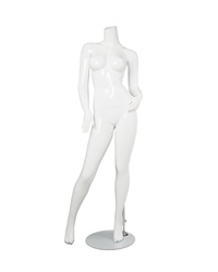 Female Brazilian Body Mannequin Glossy White Headless Changeable Heads