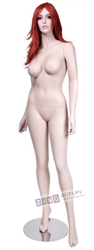 Realistic Large Bust Female Fair Skin Tone Mannequin Arms at Sides