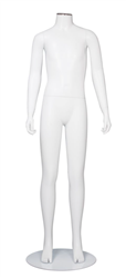 Matte White Headless Teenage Mannequin - Changeable Heads  - Straight on Pose