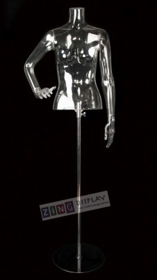 Clear Headless Female Half Torso Form Mannequin