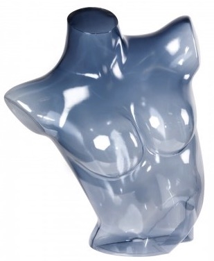 Blue Translucent Female Upper 1/2 Torso Bra Form