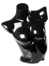 Glossy Black Female Upper 1/2 Torso Bra Form