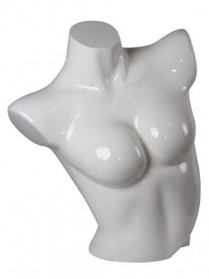 Glossy White Female Upper 1/2 Torso Bra Form