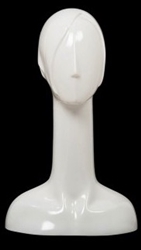 Female Abstract Mannequin Head Form Glossy White