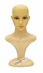 Female Mannequin Head Display with Realistic Facial Features. Nice counter top head display for jewelry, hats or wigs