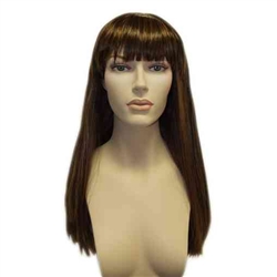 Brown wig for female mannequin. Long hair with bangs. Shop all of our mannequin wigs at www.zingdisplay.com