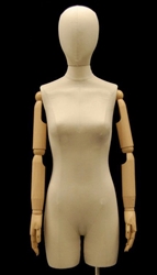 Female Torso Form with Wooden Neck Block and Base. Pinable for all of your sewing needs.