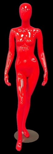 Abstract Egghead Female Mannequin in Glossy Red