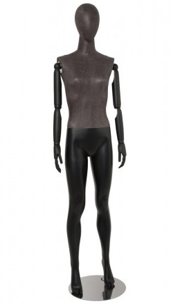 Distressed Leather-Like Mixed Fabric Mannequin Bendable Arms