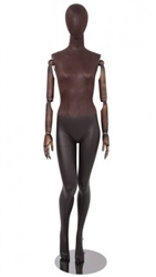 Brown Leather-Like Mixed Fabric Mannequin Bendable Arms Leg Bent In