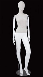 Linen Mixed Fabric Female Mannequin Bendable Arms Left Leg Out