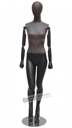 Distressed Leather-Like Mixed Fabric Mannequin Bendable Arms Leg Bent