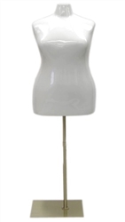 Glossy White Female Torso Dress Form Plus Size 22/24