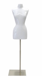 Glossy White Female Torso Dress Form Size 2/4