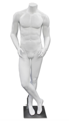 Male Mannequin Headless Bent Elbows Legs Crossed, choice of colors