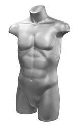 Headless Male 3/4 Display Form in White or Silver