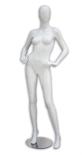 Glossy Female Mannequin with Abstract Egghead