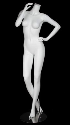Matte White Headless Female Mannequin with Hand on Hip