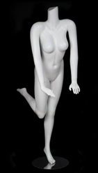 Matte White Female Headless Mannequin Leaning Leg Kicked Back