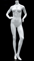 Petite Glossy White Headless Female Mannequin Hands on Hips