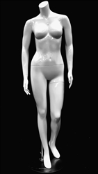 Petite Glossy White Headless Female Mannequin Left Leg Bent