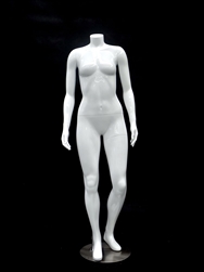 Petite Glossy White Headless Female Mannequin Left Leg Bent