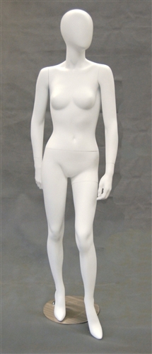 Egghead Matte White female mannequin with left leg out