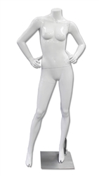 Sassy Female Mannequin Headless Hands on Hips Glossy White