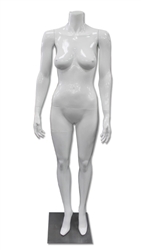 Sassy Female Mannequin Headless arms to side Gloss White