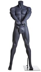 Kettle Bell Lifting Headless Grey Male Mannequin