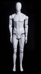 Posable Male Mannequin in White.  He can sit, stand or kneel for the most unique display you can create.