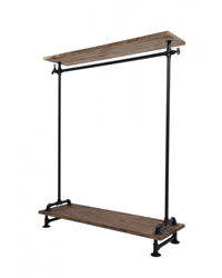 Black Single Rack with Wood Top and Base