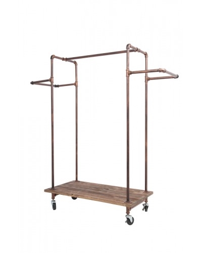 Brass H Rack with Wood Base