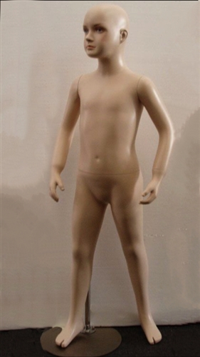 Unisex Child Mannequin has realistic facial features.