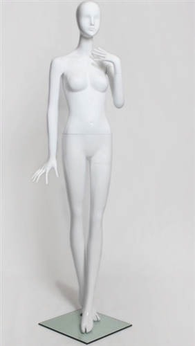 Glossy White Female Mannequin with Abstract Head