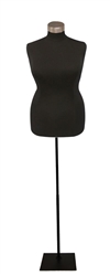 Plus Size Black Jersey Dress Form with base