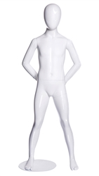 Egghead Glossy White Boy Child Mannequin - Hands Behind Back