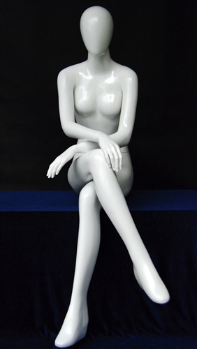 Glossy White Female Egghead in Sitting Pose from www.zingdisplay.com