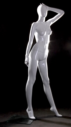 Rainey Glossy White Female Mannequin with Arm on Head Pose 13