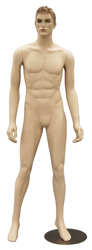 Realistic Male Mannequin with Blue Eyes and Molded Hair