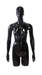 Matte Black 3/4 Torso Female Mannequin with Trendy Head