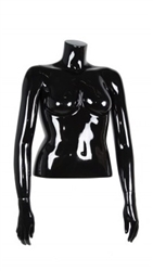 Glossy Black Plus Size Female Torso Mannequin Display
